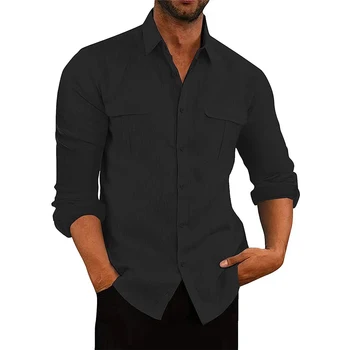 Stilsko Mens Dolgo Sleeve Majica Ohlapno Fit Priložnostne Bluzo Vrhovi Udobno Poliestrskih Tkanine, ki je Primerna za Različne Priložnosti