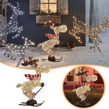Osvetljeno Božično Jelenov Lepe Praznične Vrt Elk Sliko Z LED-Lučka Sezonsko Stranka, Božični Okraski Za Vrt, Dvorišče